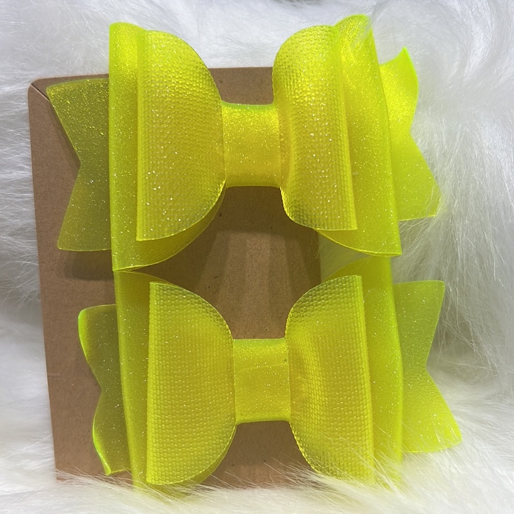 WATERPROOF JELLY GLISTENING HAIR BOW SET